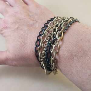 G by Guess Black and Gold Chain Bracelet